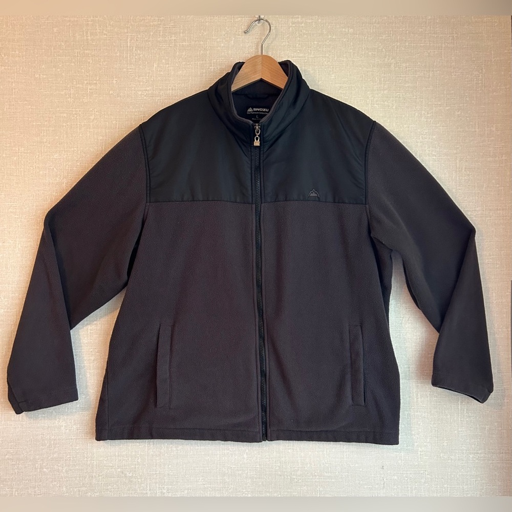 Snozu Performance Mens Dark Gray Casual Full Zip Fleece Jacket Large -Small Mark